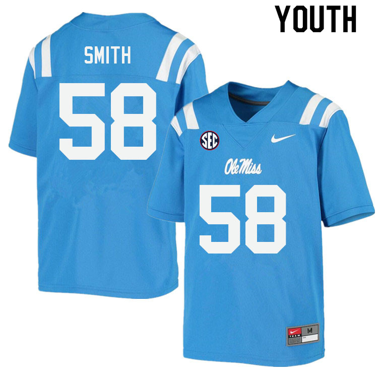 Demarcus Smith Ole Miss Rebels NCAA Youth Powder Blue #58 Stitched Limited College Football Jersey WBT5558CS